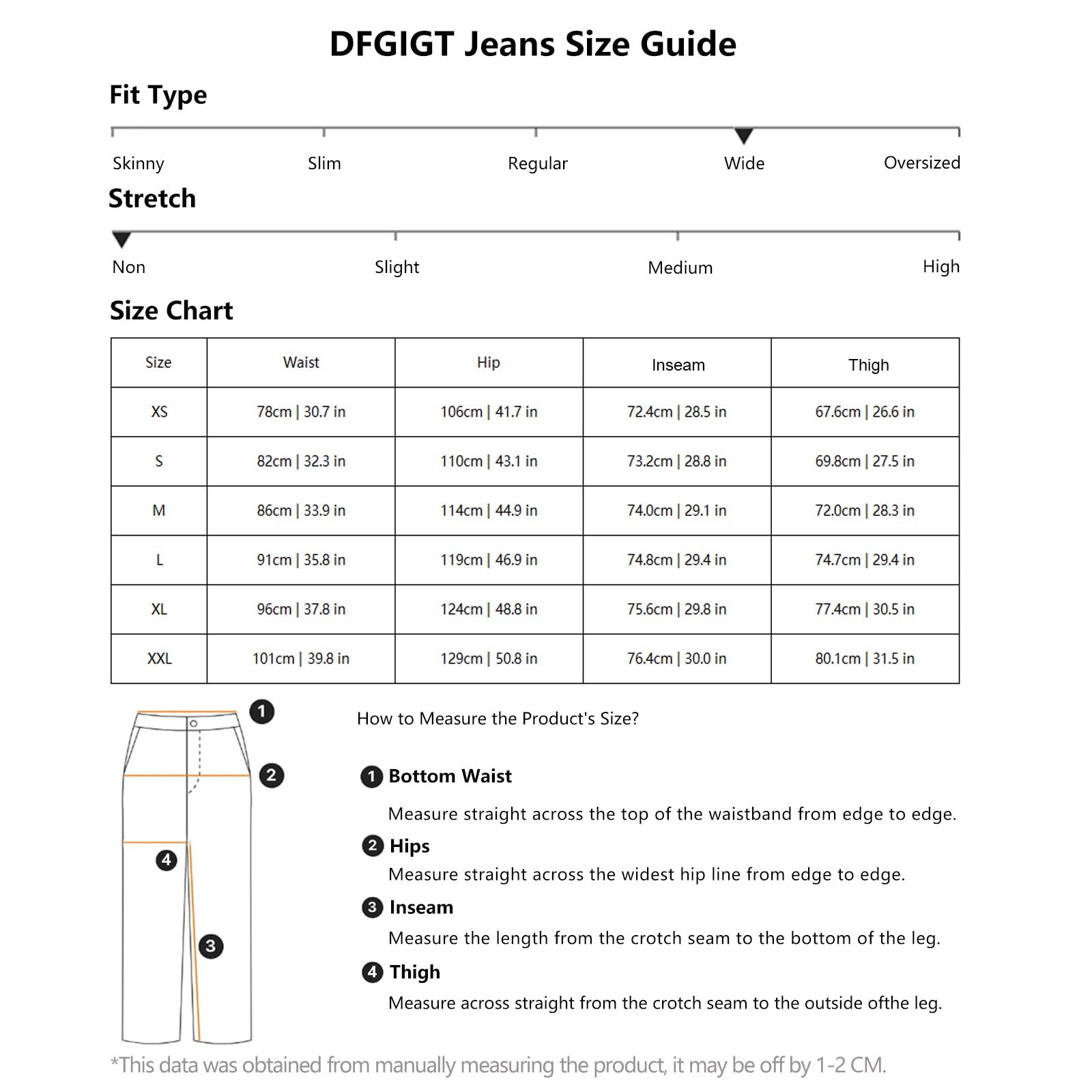 DFGIGT Men's Irregular Sutures Y2k Hip Hop Baggy Jeans Wide Leg Denim Pants Casual Loose Fit Trousers Streetwear