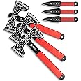 NedFoss Throwing Knife and Throwing Axe Set, 11.6" Throwing Axes and Tomahawks, Viking Double Bit, Tear-Resistant TPR Handle, Throwing Axe for Axe Throwing Game (Throwing Combo)