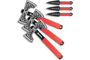NedFoss Throwing Knife and Throwing Axe Set, 11.6" Throwing Axes and Tomahawks, Viking Double Bit, Tear-Resistant TPR Handle,