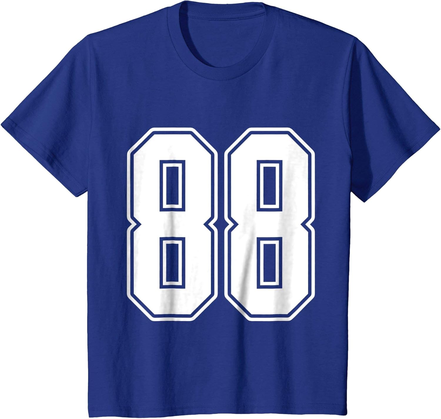 88 White Outline Number 88 Sports Fan Jersey Style TShirt
