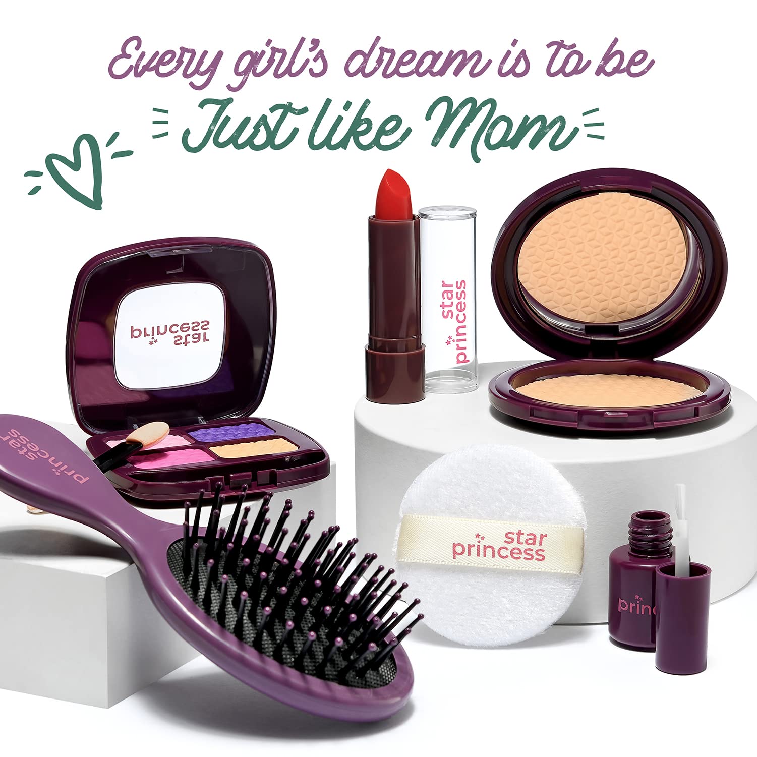 Play Purse for Little Girls - Toddler Purse with Accessories and Pretend Makeup, Kids Toy Purse Includes Handbag, Phone, Wallet, Play Makeup Pretend Play Toys Birthday Gift for Girls Age 3 4 5 6 7 8 +