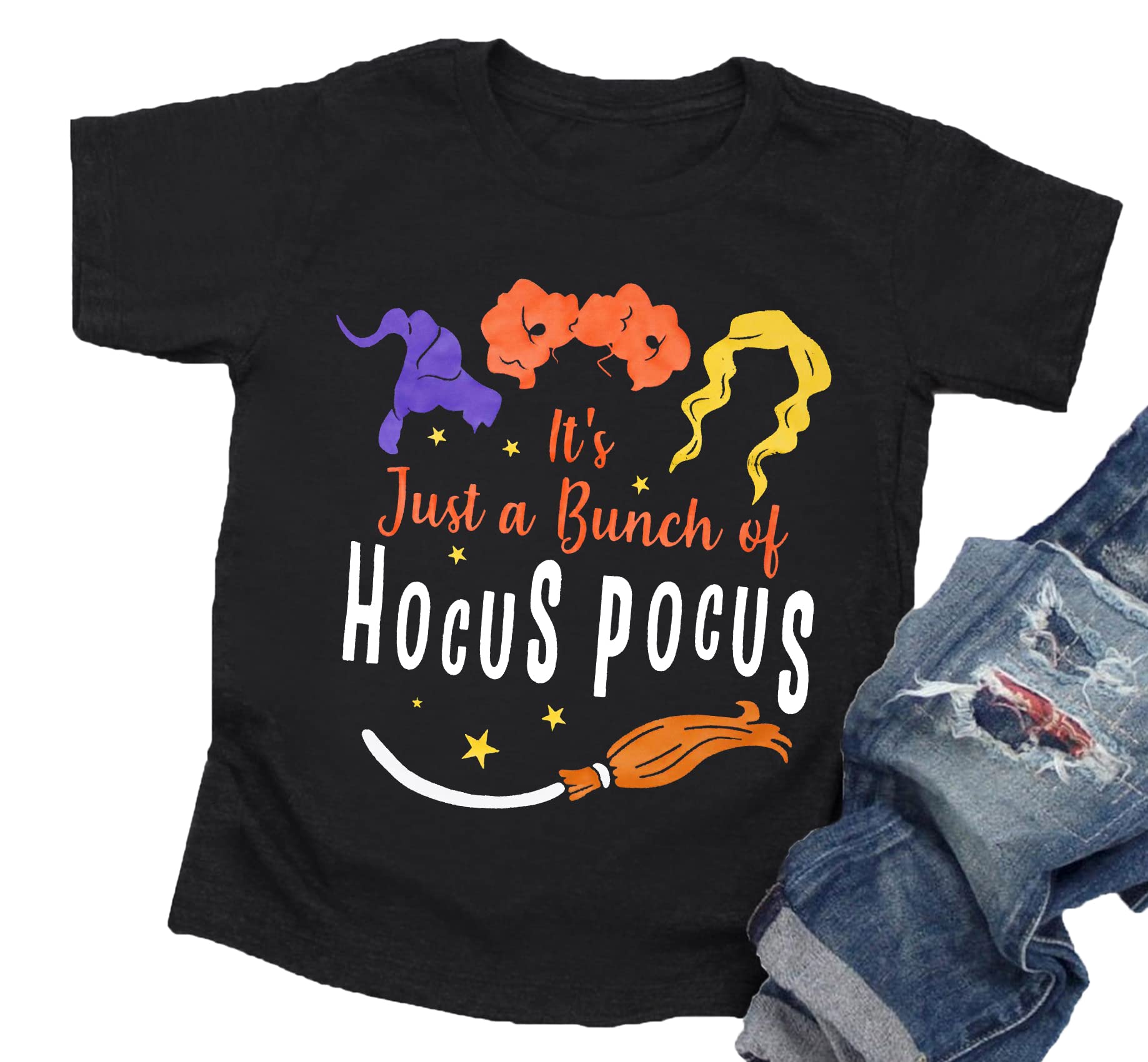 Photo 1 of LAZYCHILD It's Just A Bunch of Hocus Pocus Halloween T Shirt Toddler Boys Girls Sanderson Sister Graphic Tee Shirts(Black,130)