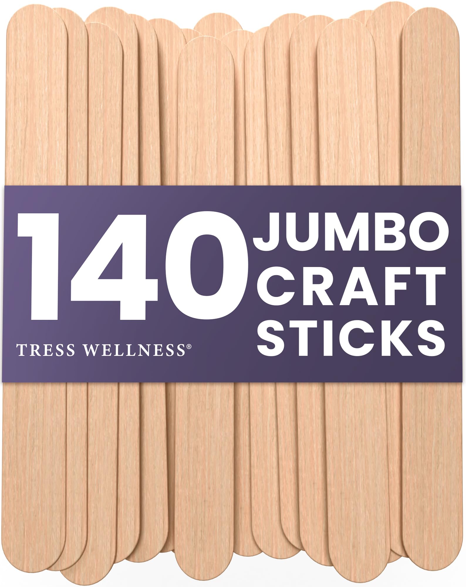 Tress Wellness Craft Sticks, Popsicle sticks, Premium Splinter-Free Wooden Sticks for Waxing, Wax Stick for Body and Face Waxing, 140 pieces