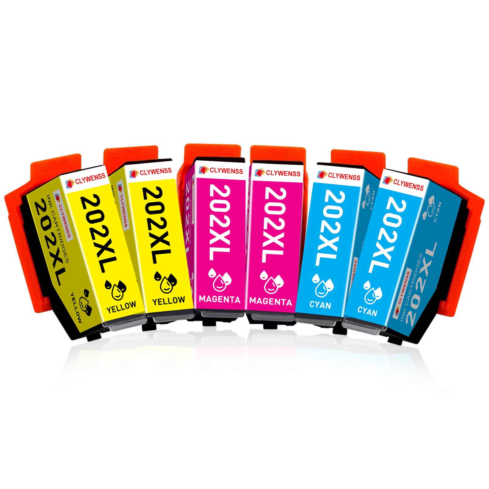 Clywenss 202 XL Ink Cartridges Compatible with Epson 202XL 202 XL Multipack for Expression Premium XP6100 XP6105 XP-6100 XP-6105 XP6000 XP6005 XP-6000 XP-6005 Printer Ink, 6-Pack (Cyan Magenta Yellow)