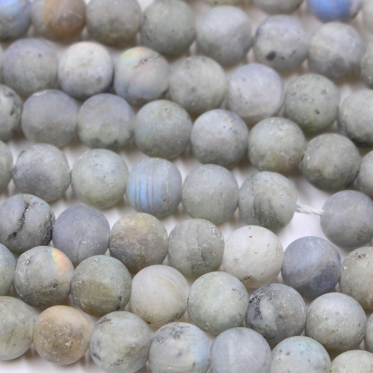 Fashiontrenda Natural Labradorite Round Gemstones Beads for DIY Jewelry Making (Matte 6mm)
