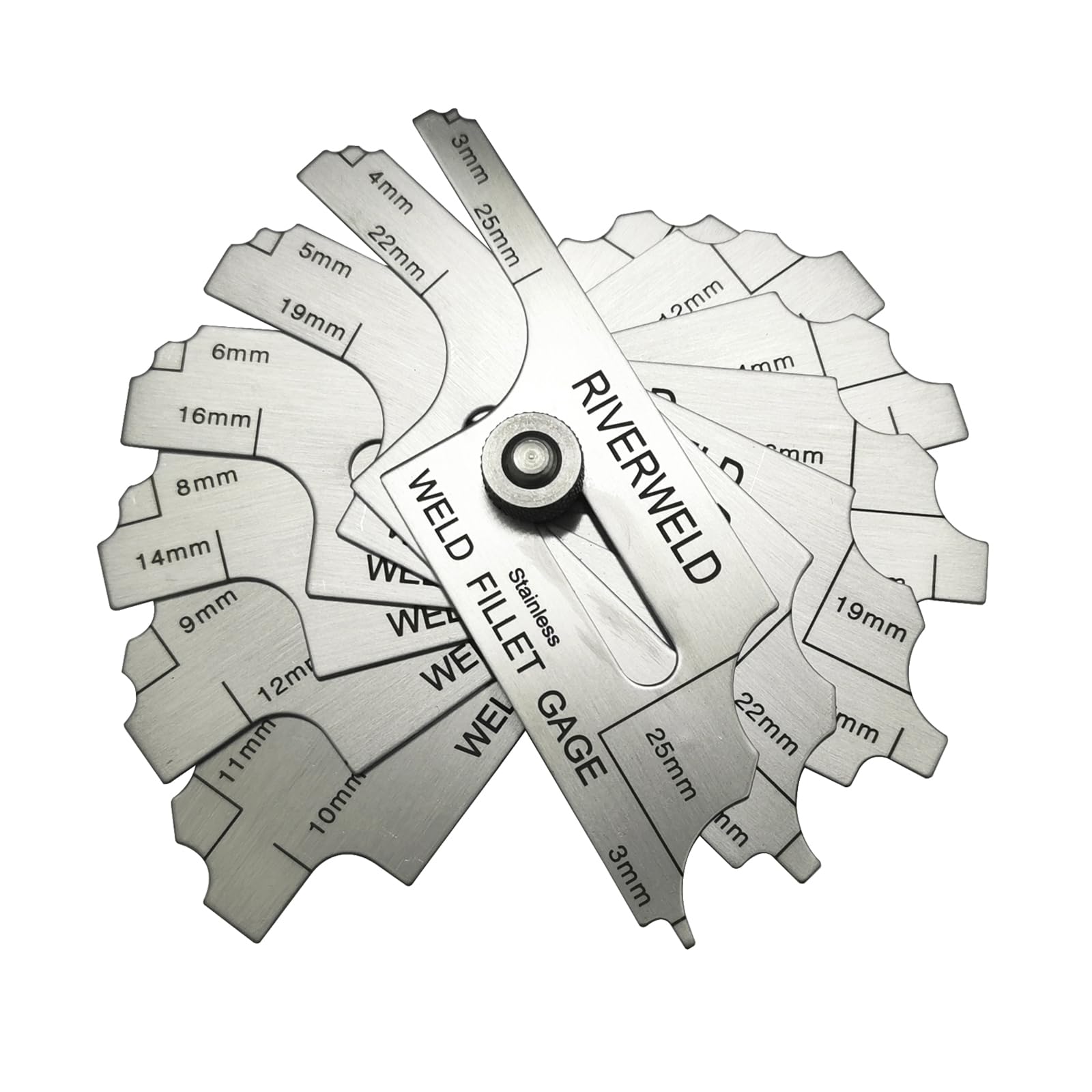 RIVERWELD 7 piece Fillet Weld Set Gage MG-11 Rl Gauge Depth Gauges Welding Inspection Test Ulnar Marks Metric Checking Fillet Leg and Throat Size โ image 1