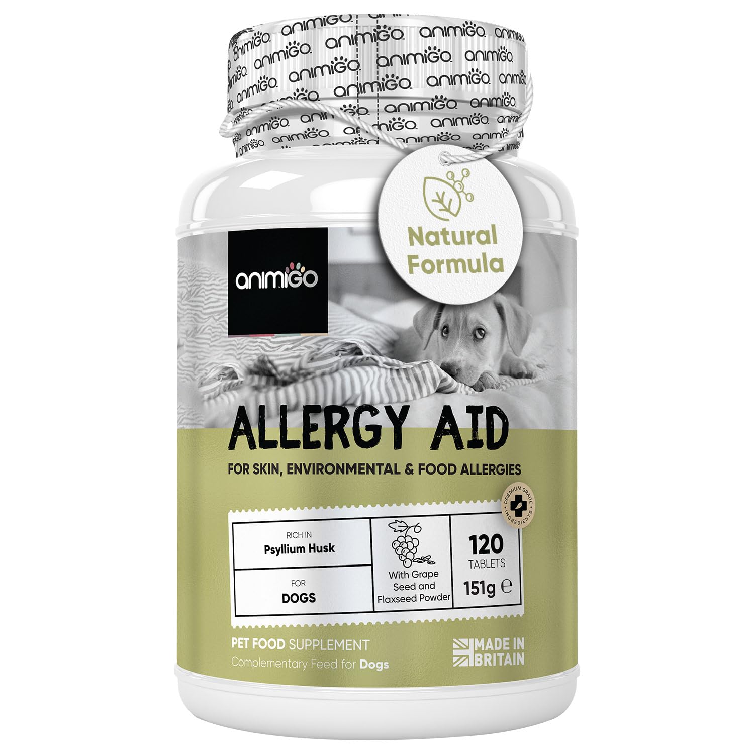 Dog Allergy Tablets - 120 Tablets - For Itchy Skin, Immunity, Digestion & Seasonal Allergies - Grape Seed & Chicken Flavoured - Dog Allergy Chews Alternative