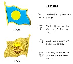 Palau Flag Lapel Pin - Enamel Metal National Badge
