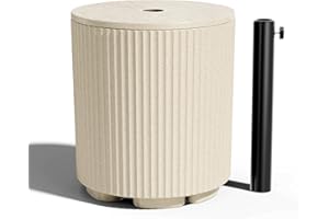 Trygoal Outdoor Side Table with Umbrella Hole, Stylish Umbrella Base Outdoor Patio or Beach, Umbrella Stand Fits Up to 1.9" Pole, Patio Umbrella Base for Garden, Deck & Lawn, Beige