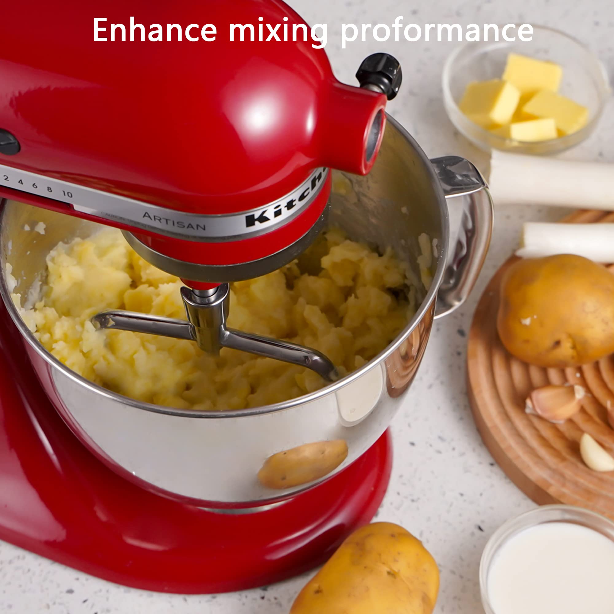 RAFBAR Beater Blade for Kitchenaid Mixer Tilt-head 4.5-5.0 Qt Stand Mixers, Stainless Steel Dishwasher Safe, Perfect Pastry Paddle Attachment