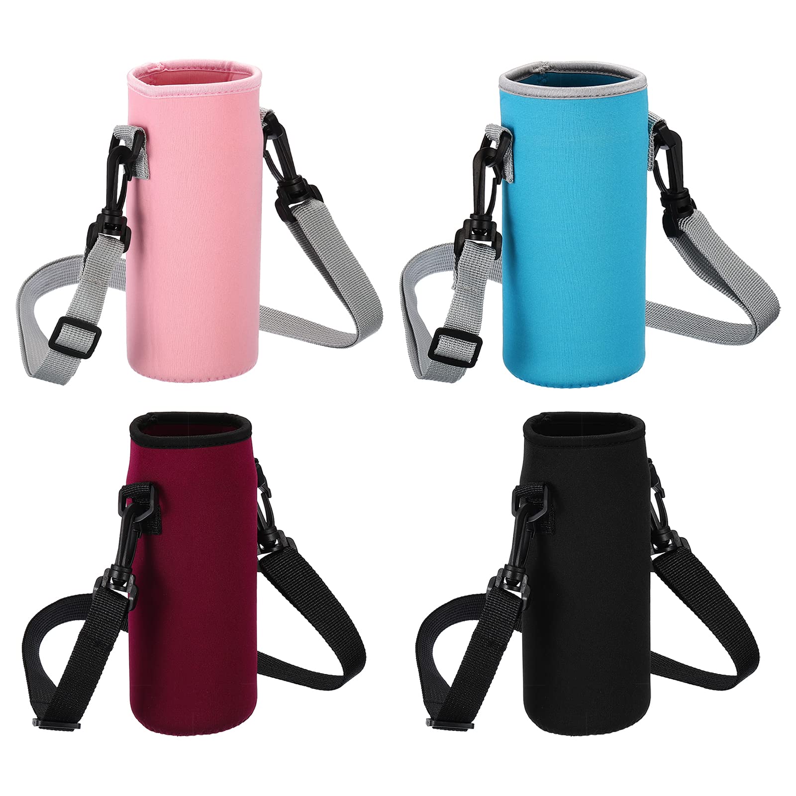 PATIKIL 80mmx190mm Water Bottle Sling Bag, 4 Pack Neoprene Portable Insulated Bottle Holder Carrier with Adjustable Shoulder Strap, 4 Colors