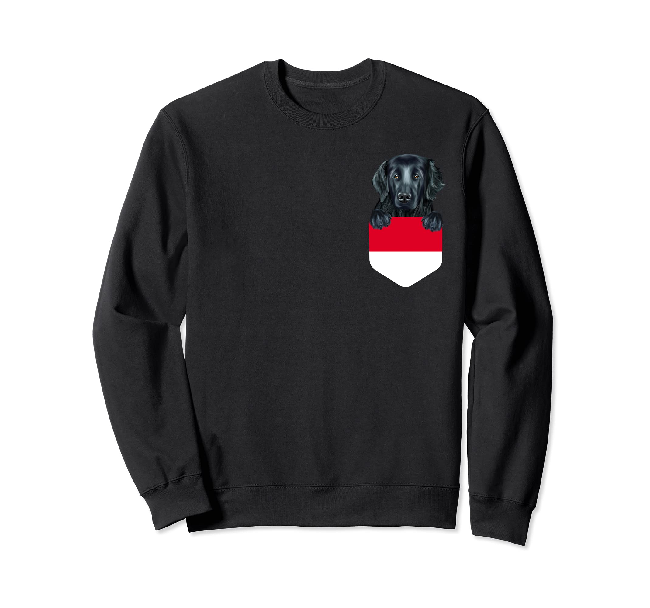 Indonesia Flag Flat-Coated Retriever Dog In Pocket Sweatshirt