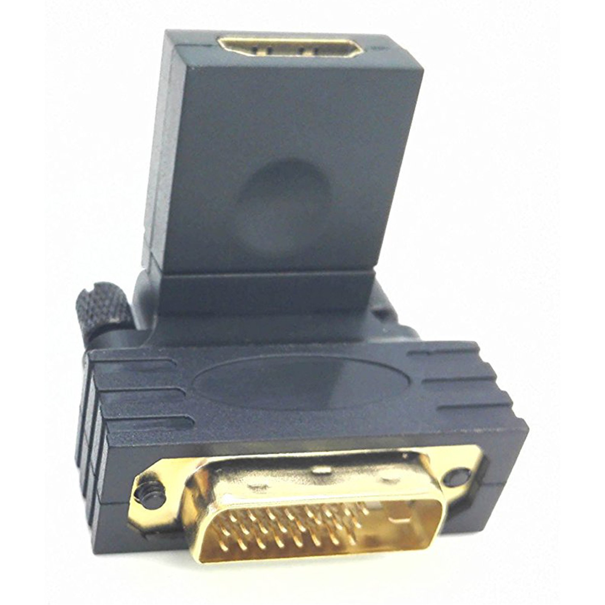 zdyCGTime Swivel Twist Angle 360 Degree Rotating Gold Plated DVI-I Dual-Link 24+1 Male to HDMI Female Adapter(BLACK)