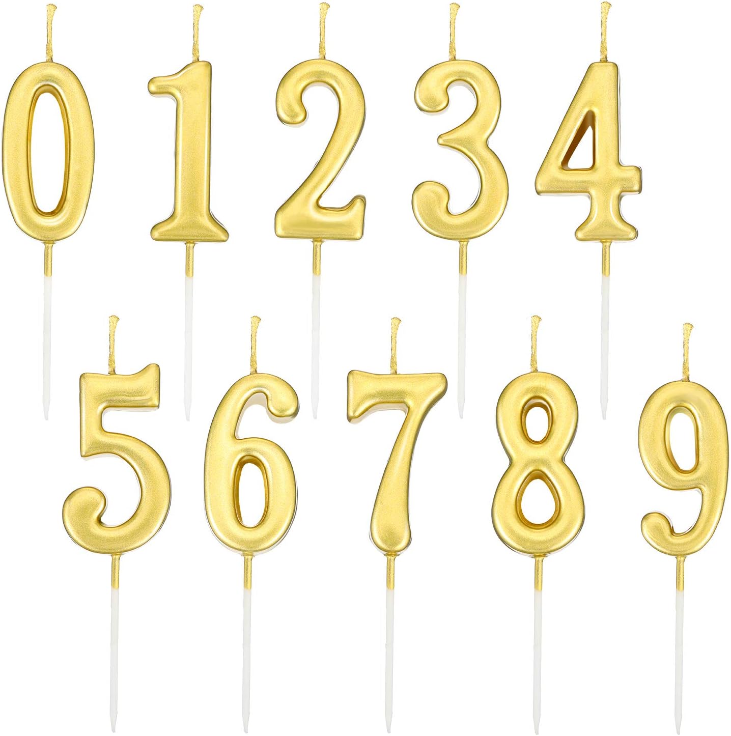 Yaomiao 10 Pieces Birthday Numeral Candles Cake Numeral Candles Number 0-9 Glitter Cake Topper Decoration for Birthday Party Favor (Gold) - Image 5