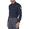 Bulwark Flame Resistant 4.5 oz Nomex IIIA Regular Uniform Shirt with Tailored Sleeve Placket, Topstitched Cuff, Navy, X-Large