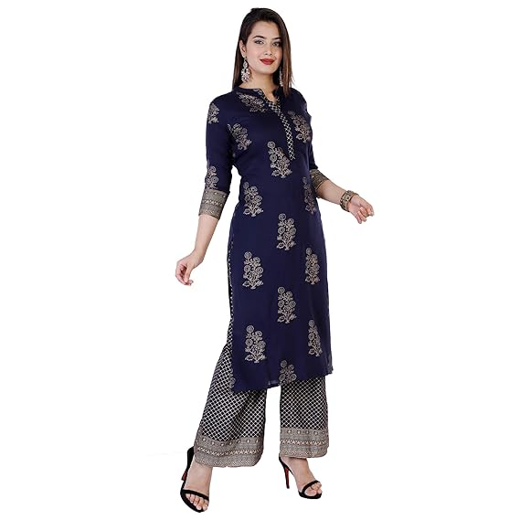 Women's Rayon Printed Kurta With Palazzo set