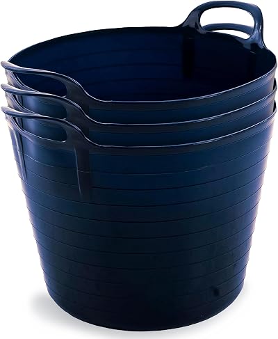 Neat 42L Flexi Tubs 3 Packs Navy Large Buckets with Handles UK Made