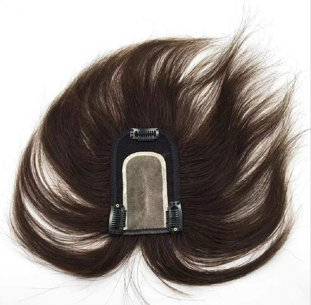 Hair Top Piece Human Hair Toupee Curly Wavy Best Nature Look Replacement Hair Clip in Topper Invisible for Women with Thinning or White Hair Base 7 * 12cm 15cm jet black