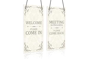 Putuo Decor Do Not Disturb Door Hanger Sign, Meeting In Progress Door Sign Please Come Back, Welcome Please Come In, 10x5in PVC Double Sided Plaque for Office Door therapist session door sign