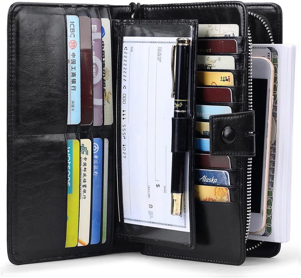 JEEBURYEE Women's RFID Blocking Large Capacity Genuine Leather Clutch