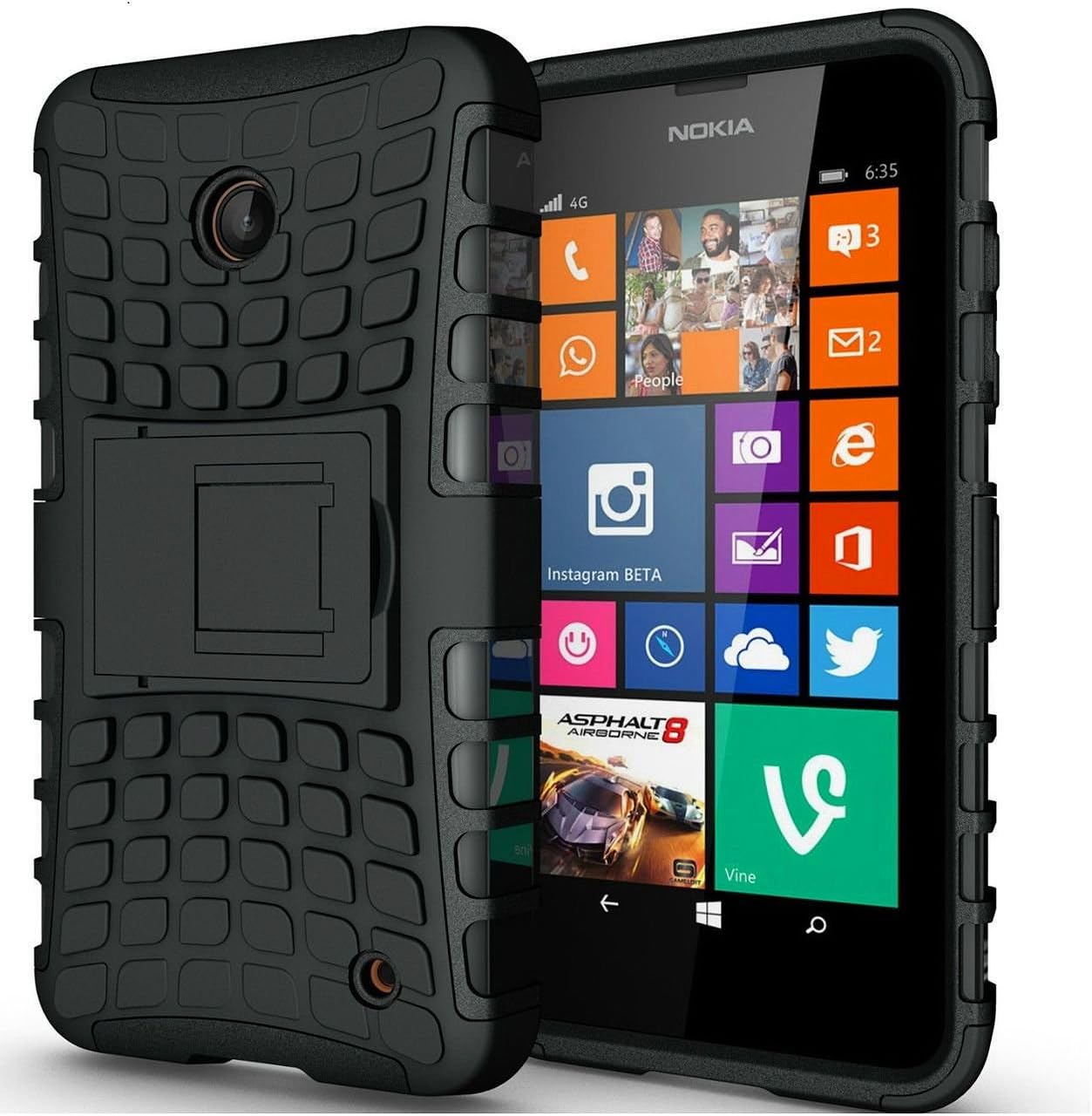London Gadget Store For Alcatel One Touch Pixi 4 (6.0 inch) 3G / 8050 Shock Proof Dual Layer Hybrid Armour Hard Silicone Skin Case Cover Integrated KickStand with STYLUS PEN - Black