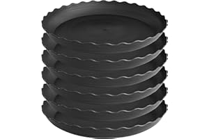 Grjoprt 6 Pack Plant Saucer, 6 8 10 12 14 16 inch Plant Trays for Pots, Heavy Duty Plant Saucers for Indoors no Holes, Plastic Plant Saucer for Planter (6", Black)