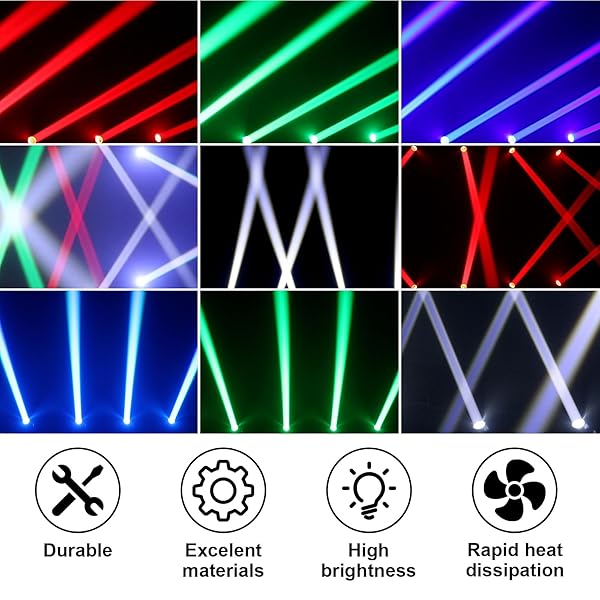 MOVING HEAD LIGHT 2 PACK 90W LED BEAM STAGE LIGHT RGBW 4-IN-1 DJ LIGHTS MOVING HEAD SPOT SOUND ACTIVATED DMX FOR WEDDING LIVE SHOW CHRISTMAS PARTY