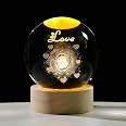 3D Crystal Ball Shark With LED Base – Laser Engraved Glass Ornament, 80mm, Gift For Shark Lovers-781011