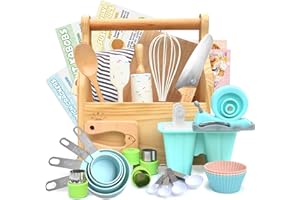 Kibbidea 21pcs Kids Cooking and Baking Sets Real with Toddler Cooking Utensils, Food Grade Kids Knife Set for Real Cooking with Cookbook, Peeler, BPA Free Kitchen Set Gifts for Girls Boys