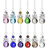 Wongblee 12 Pcs Glass Angel Hanging Ornaments, Multicolor Angels Suncatcher, Crystal Glass Angel Figurines