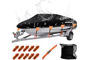 NEVERLAND Waterproof Boat Cover Trailerable - Heavy Duty Marine Grade Polyester Canvas Boat Cover Fits V Shape/V-Hull and Tri-Hull Runabouts,Pro-STYL,Bass Boat Length 20-22ft, Beam Width up to 102"