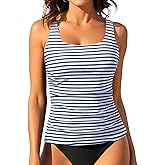 Aqua Eve Tankini Tops for Women Swimwear Top Only Tummy Control Bathing Suit Top No Bottom (Available in Plus)