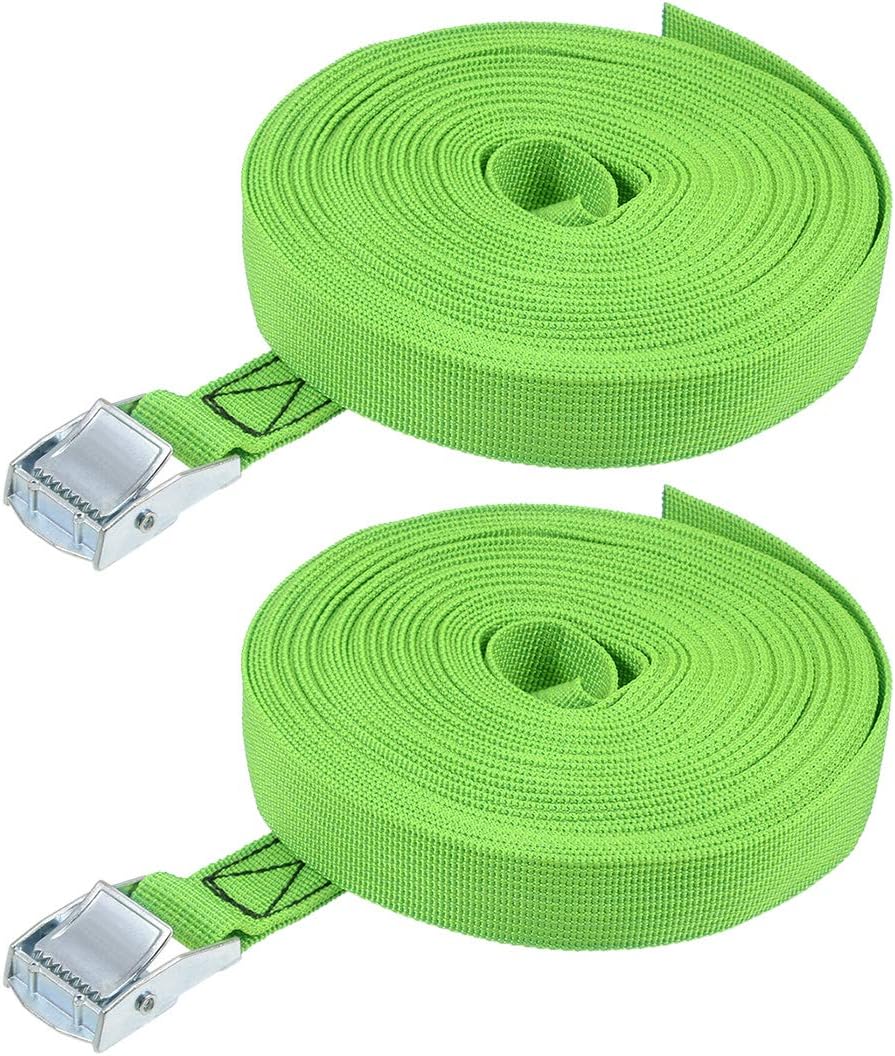 sourcing map Tie Down Strap Cam Buckle Lashing Strap 1" x 39Ft 550lb 250Kg Load Polypropylene for Moving Securing Cargo Green
