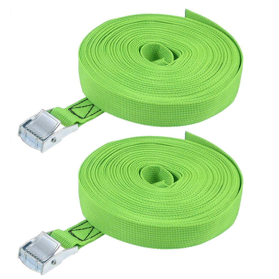 sourcing map Tie Down Strap Cam Buckle Lashing Strap 1" x 39Ft 550lb 250Kg Load Polypropylene for Moving Securing Cargo, Green, Pack of 2