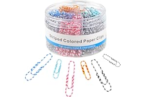 JOYBERG 400 PCS Paper Clips, Metal Coated Paperclips, Paper Clip Assorted Sizes Medium & Large, Striped Colored Paper Clips, Colored Paper Clip Teacher Supplies for Home, School, Office (1.1" & 2")