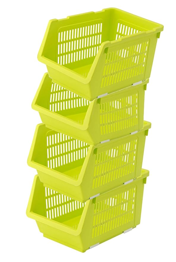 House of Quirk Plastic Kitchen Vegetable Fruit Stackable Basket Storage Stacking Rack And