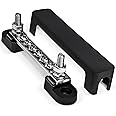 4" Ground Power Distribution Terminal Block Battery Bus Bar [Max. 300V AC/48V DC] Negative Insulated Busbar for Auto Marine Car Trailer RV Boat - Black