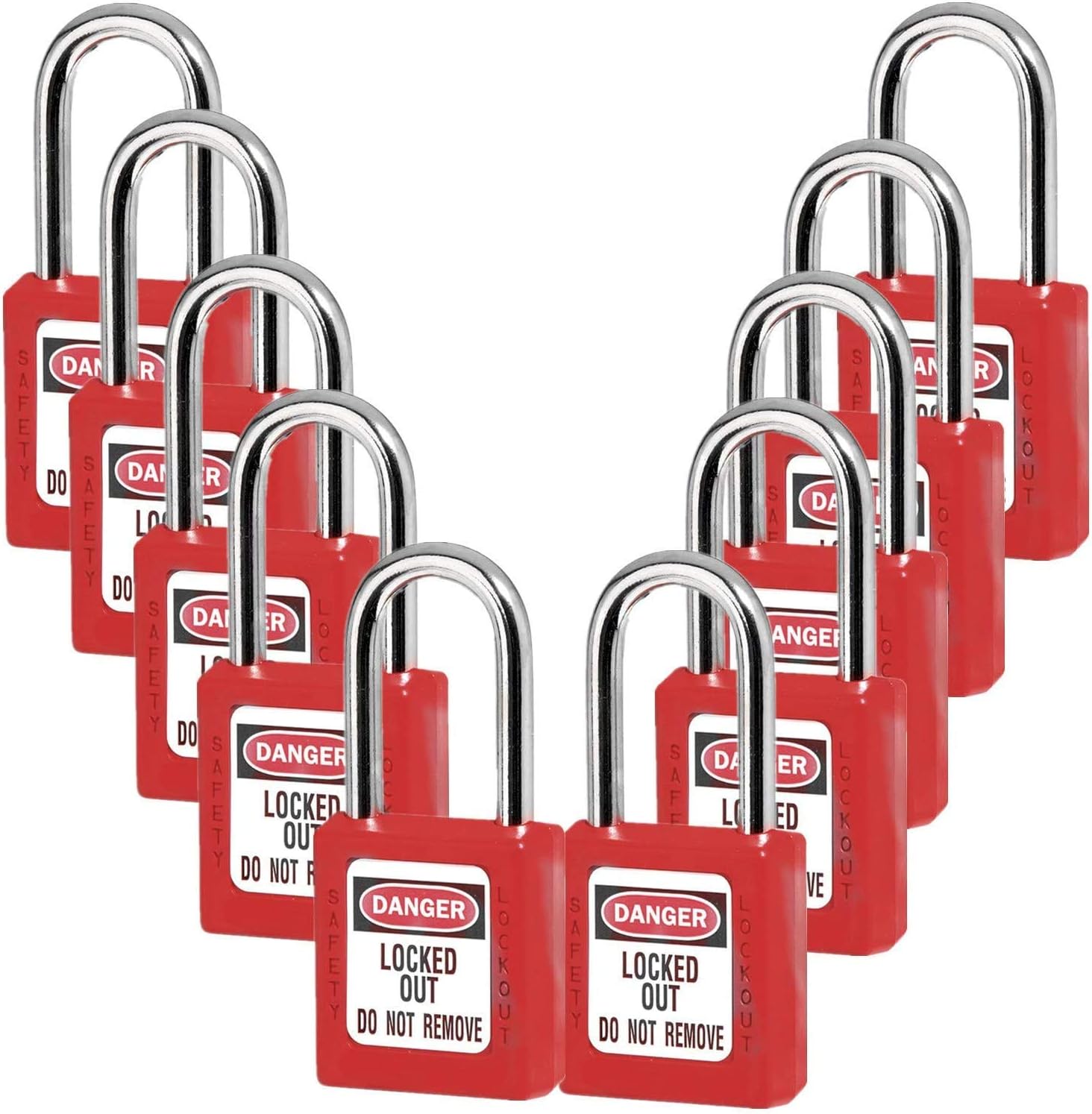 Lockout Tagout Locks, Safety Padlock, Red 10PCS (L1L10)