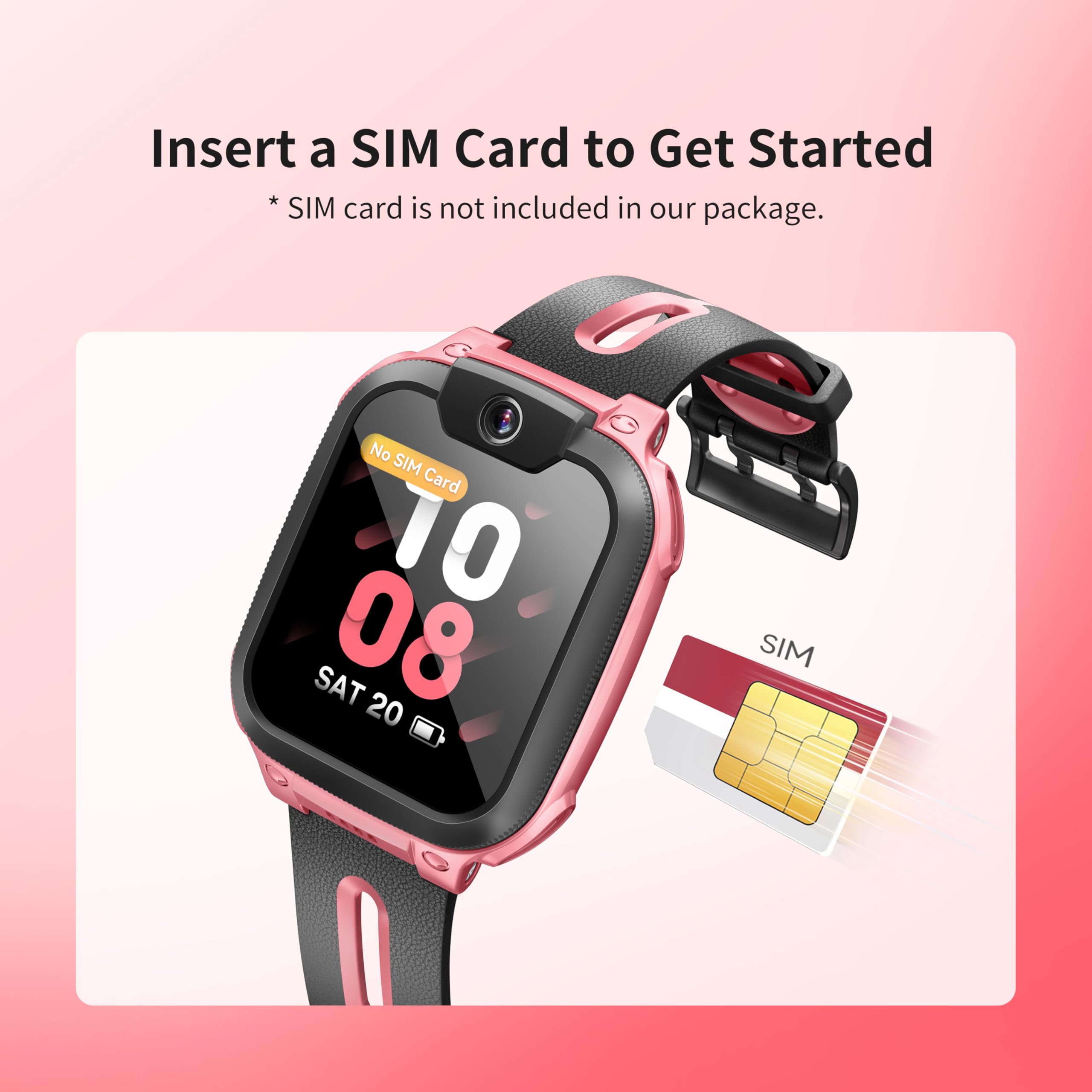 imoo Watch Phone Z1 Kids Smart Watch, 4G Kids Smartwatch with Video and Phone Call Durable, GPS Watch with Real Time Location and IPX8 Water Resistance (Pink)