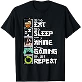 Eat Sleep Anime Gaming Repeat Kawaii Otaku Manga T-Shirt