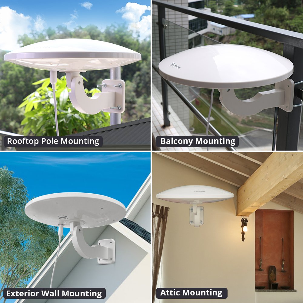 Outdoor TV Antenna for Multiple TVs,ANTOP UFO Amplified Rooftop/Attic