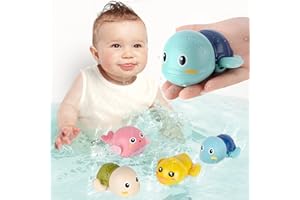 FAYOGOO Bath Toys, 4 Pack Baby Bath Toys for Toddlers 1-3, Floating Wind-up Toys Swimming Pool Games Water Play Set Xmas Gift for Bathtub Shower Beach Infant Toddlers Kids Boys Girls Age 1 2 3 4 5 6 Years