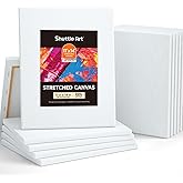 Shuttle Art Canvas for Painting, 12-Pack 11x14 Inch Stretched Canvas, 100% Cotton, Primed White Premium Blank Canvases, Ideal Art Supplies for Beginners Artists Acrylic Oil Acrylic Pouring