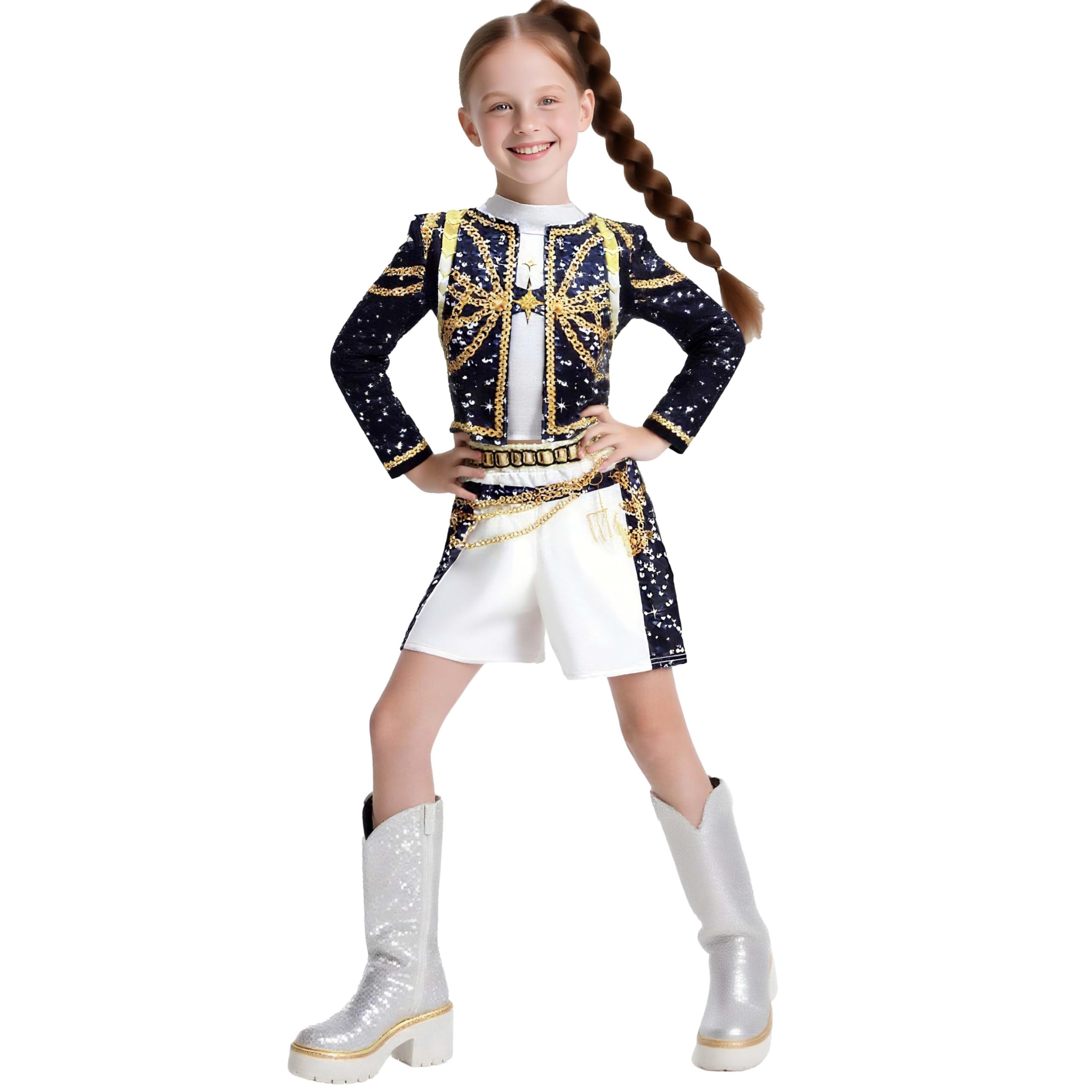 Photo 1 of ADJSYDD Girl Kids 3PCS Singer Costume Stage Outfits Halloween Cosplay Set Party Playwear