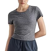 altiland Ribbed High Neck Workout T-Shirts for Woman, Cropped Athletic Tops for Gym Yoga Exercise Running