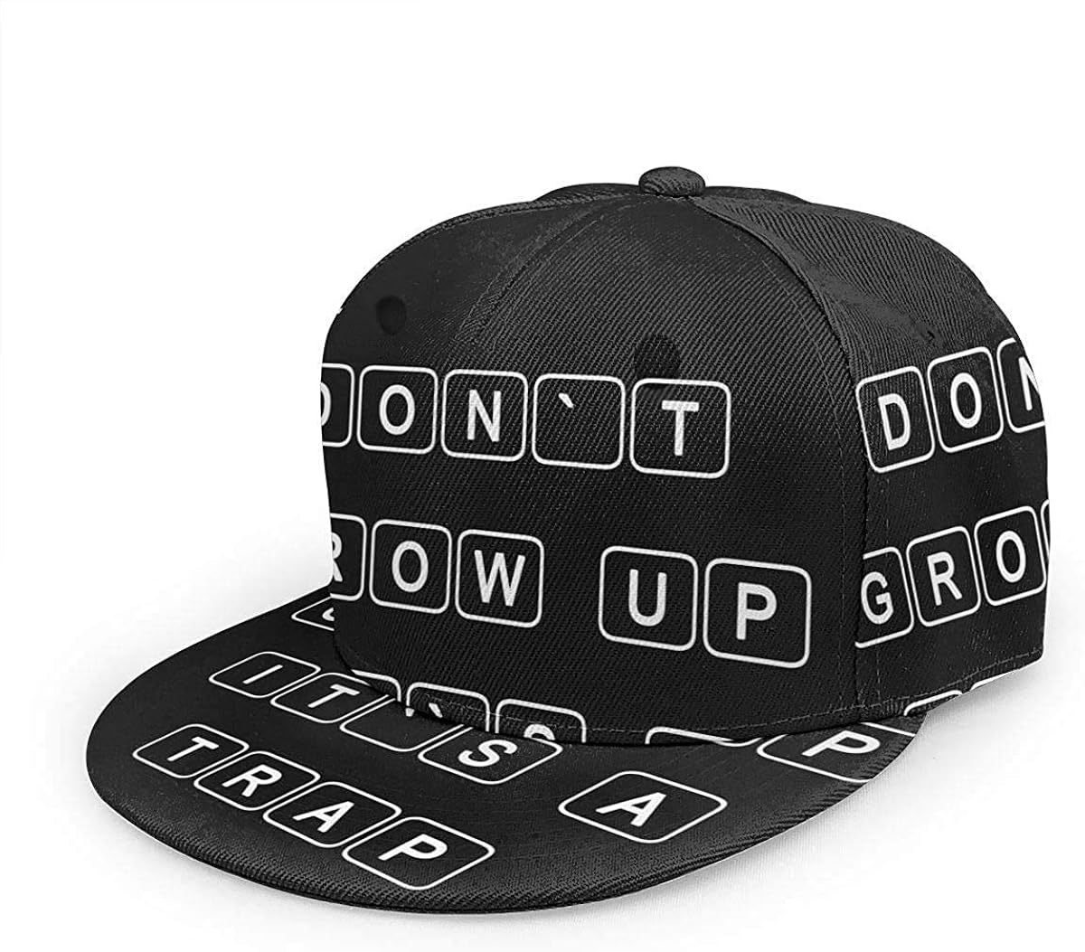 Flat Bill Hip Hop HatsBlackOne SizeDon't Grow UP, It's A