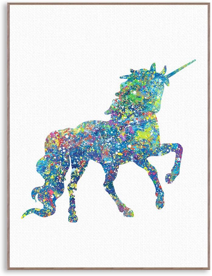 Watercolour Unicorn Wooden Framed Canvas Art Print Ready to Hang Home Decor Wall Art (Original Wood, 40 cm x 50 cm)