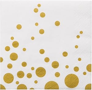 Creative Converting 317844 16 Count Paper Beverage Napkins, Sparkle and Shine Gold