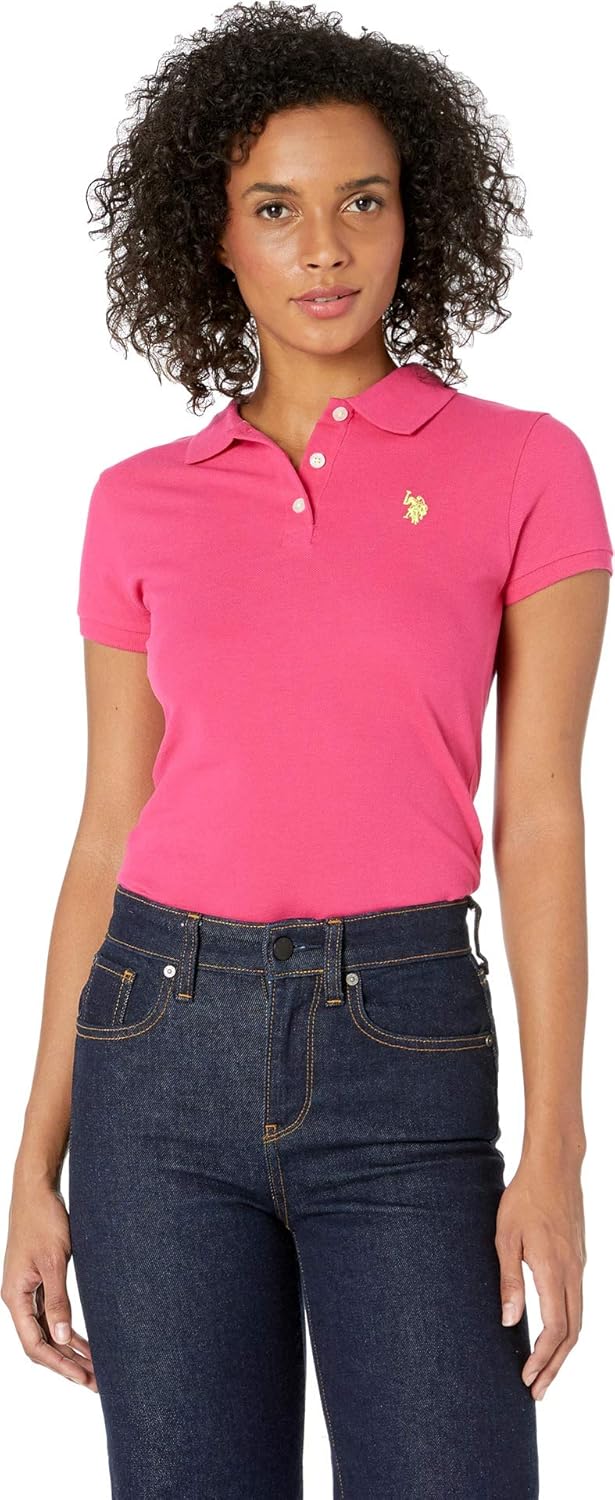 U.S. POLO ASSN. Women's Classic Fit Pique Polo Shirt, Pink Sapphire