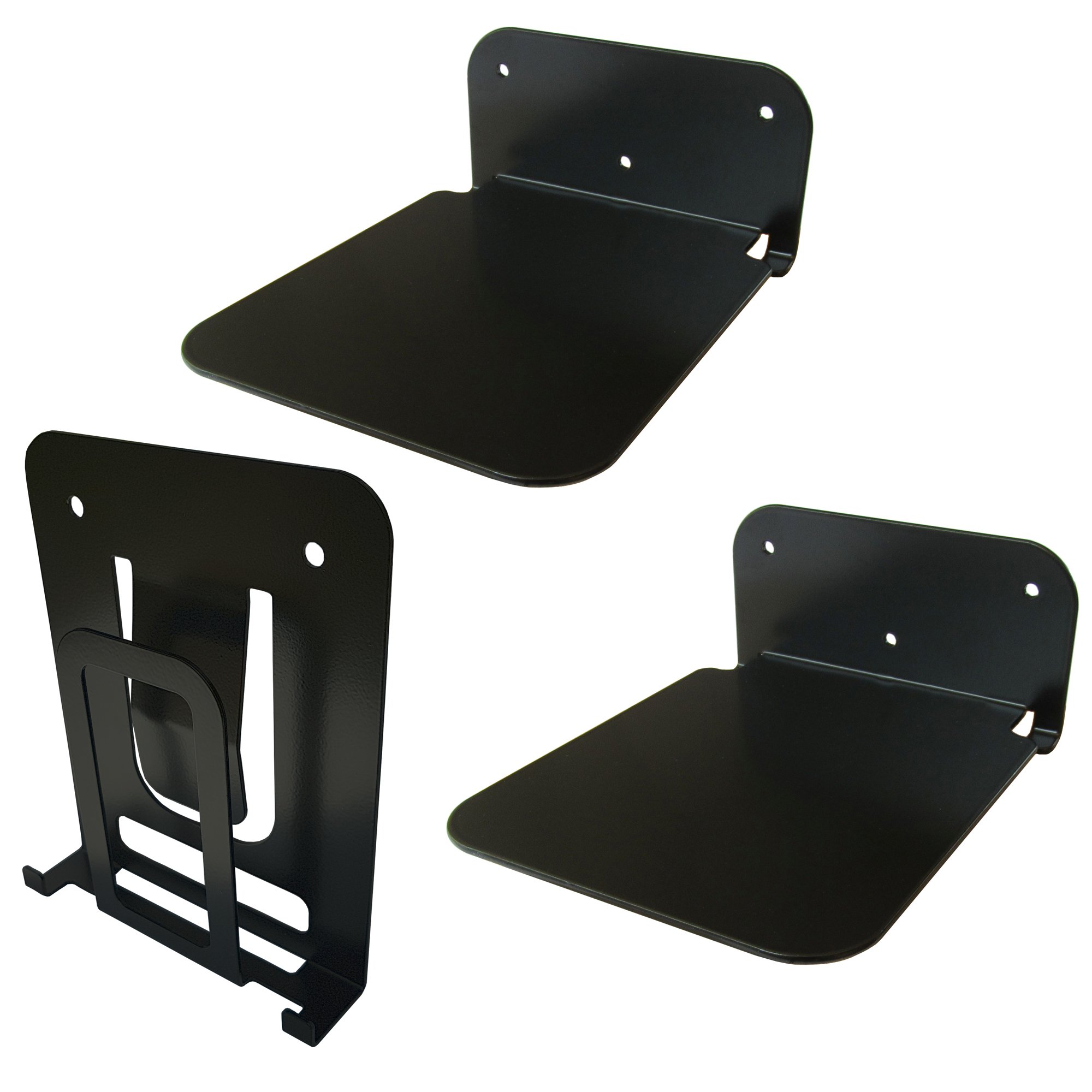 Galleksa Invisible Vertical Concealed Floating Metal Bookshelf Wall Mounted Storage for Home Room Creative Decoration Book Display Black (2 + 1xVertical)